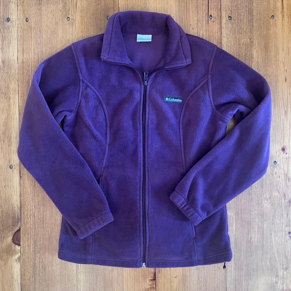 Columbia Purple Fleece Zip Up Jacket‎ Women's Small Outdoor Hiking A8